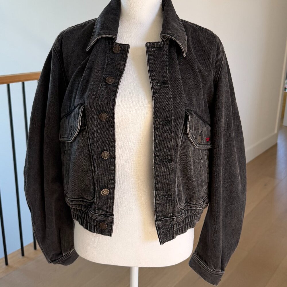 NEW! Diesel black denim jacket bomber crop